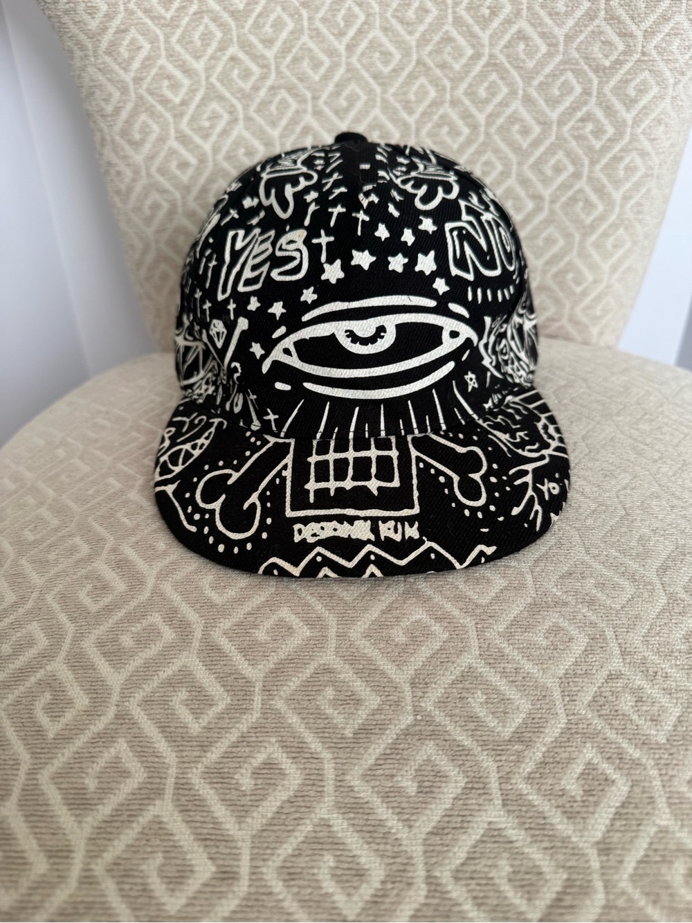Black & White Graffiti Doodle Snapback Hat